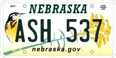 NE license plate ASH537