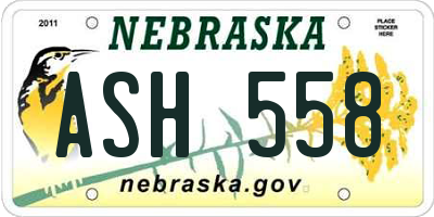 NE license plate ASH558