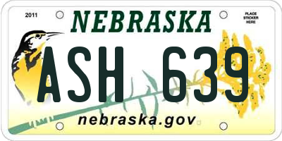 NE license plate ASH639