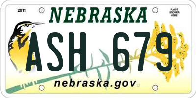 NE license plate ASH679