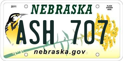 NE license plate ASH707