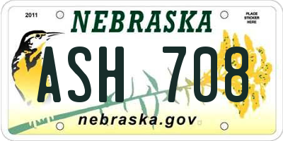 NE license plate ASH708