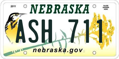 NE license plate ASH711