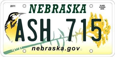 NE license plate ASH715