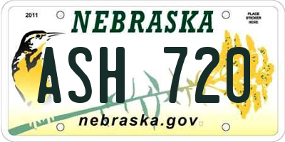 NE license plate ASH720
