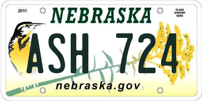 NE license plate ASH724