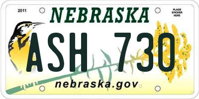 NE license plate ASH730