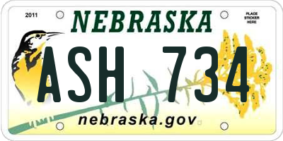 NE license plate ASH734