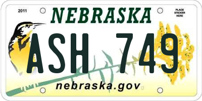 NE license plate ASH749