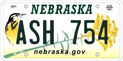 NE license plate ASH754