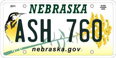 NE license plate ASH760