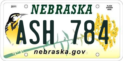 NE license plate ASH784