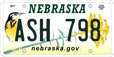 NE license plate ASH798