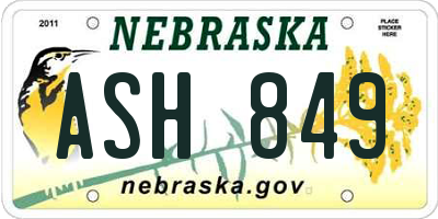 NE license plate ASH849