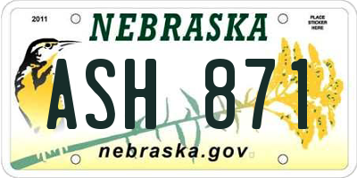 NE license plate ASH871