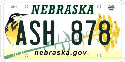 NE license plate ASH878