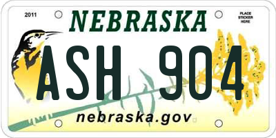 NE license plate ASH904