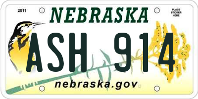 NE license plate ASH914