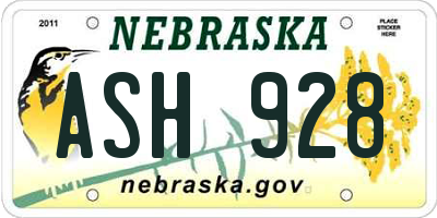 NE license plate ASH928