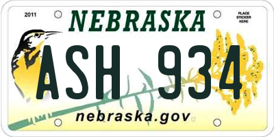 NE license plate ASH934