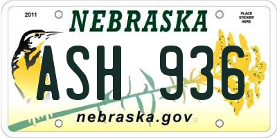 NE license plate ASH936