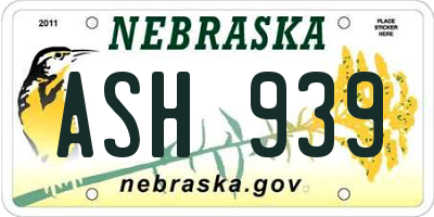 NE license plate ASH939
