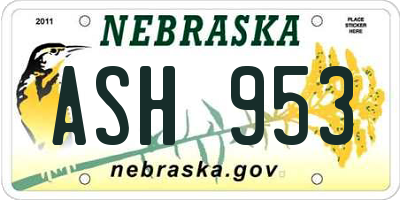 NE license plate ASH953