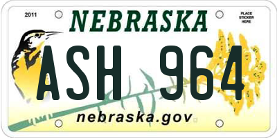 NE license plate ASH964