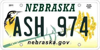 NE license plate ASH974