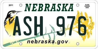 NE license plate ASH976