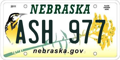 NE license plate ASH977