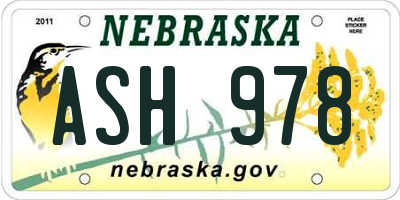 NE license plate ASH978