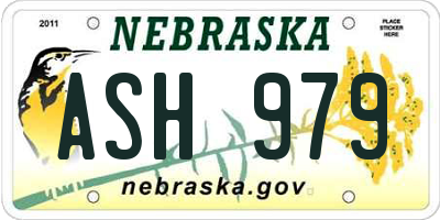 NE license plate ASH979