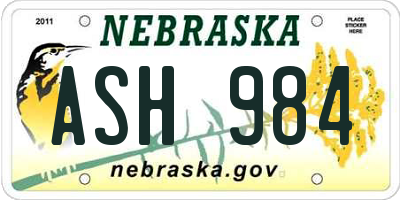 NE license plate ASH984
