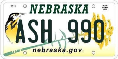 NE license plate ASH990