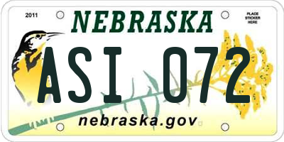 NE license plate ASI072