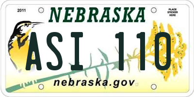 NE license plate ASI110