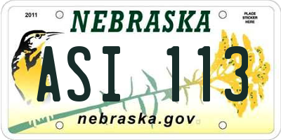 NE license plate ASI113