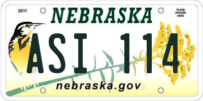 NE license plate ASI114