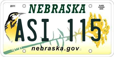 NE license plate ASI115