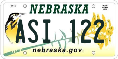 NE license plate ASI122