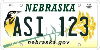NE license plate ASI123