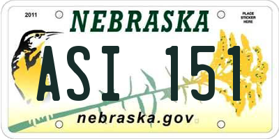 NE license plate ASI151