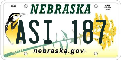 NE license plate ASI187