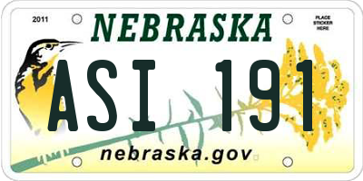 NE license plate ASI191