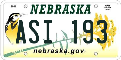 NE license plate ASI193
