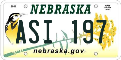 NE license plate ASI197