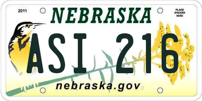 NE license plate ASI216