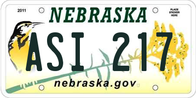 NE license plate ASI217