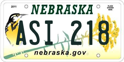 NE license plate ASI218